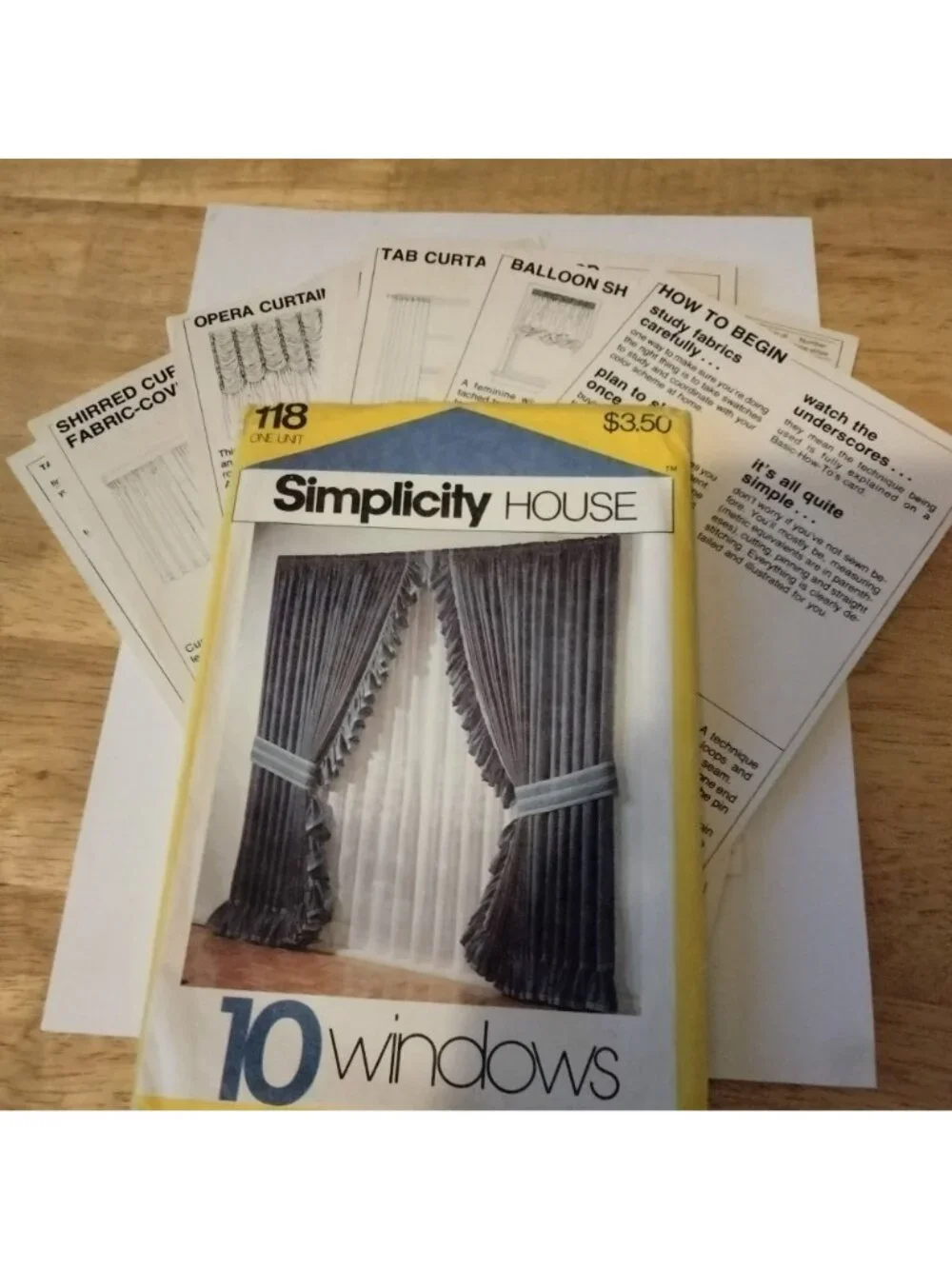 Simplicity House Sewing Pattern Window Curtains Instructions 10 Card Packet 118